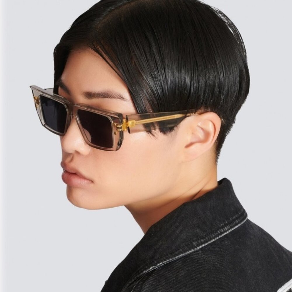Balmain Men Sunglasses Crystal Grey Gold Cat Eye B-VI BPS-121B-54 BRAND NEW